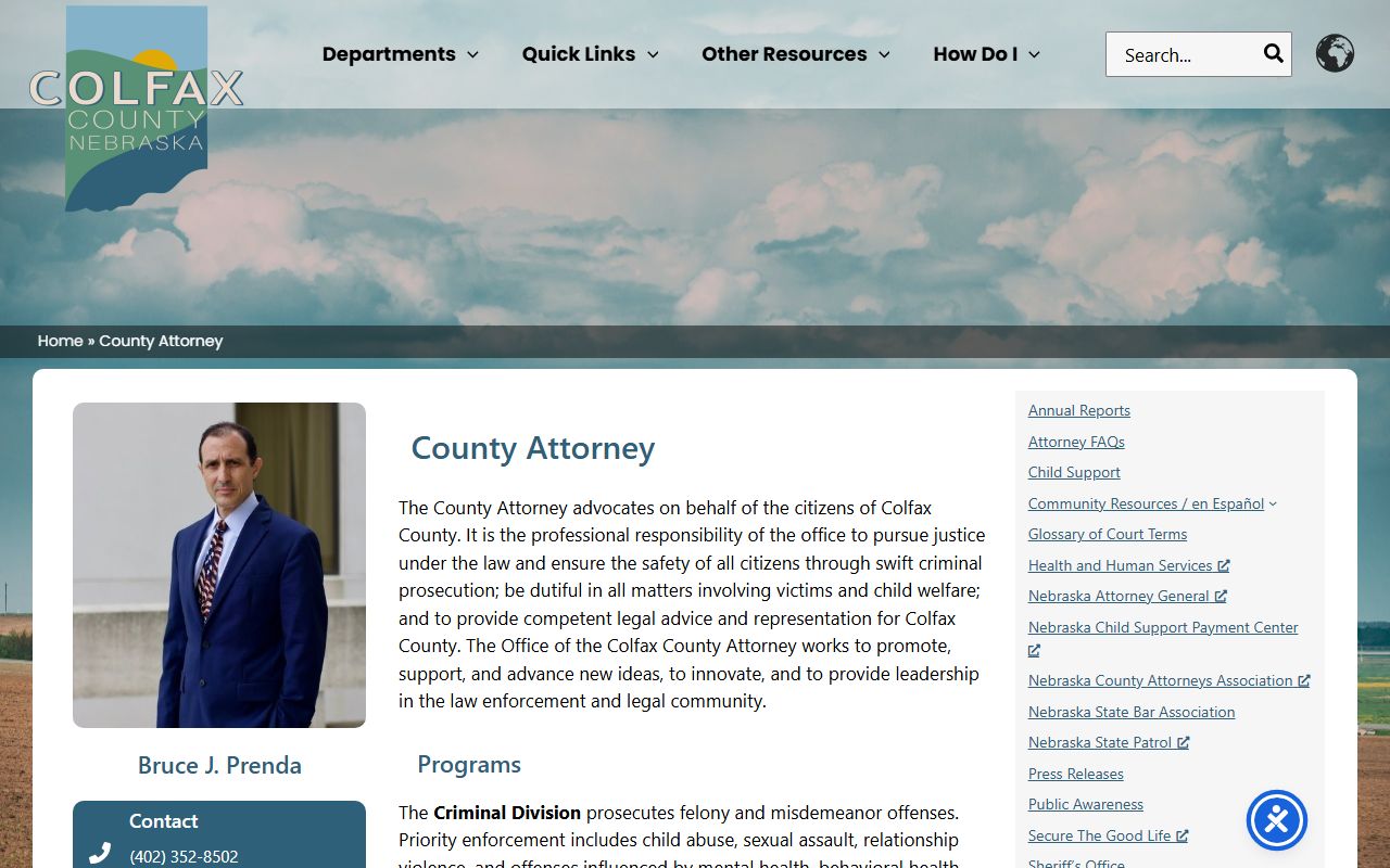 Colfax County court records after jail arrest County Attorney page
