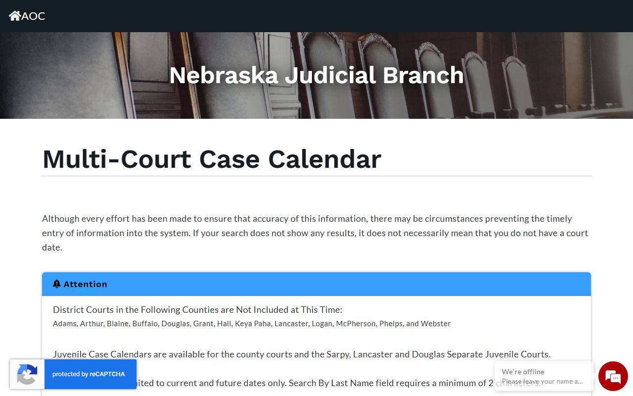 Colfax County court records after arrest trial court calendar